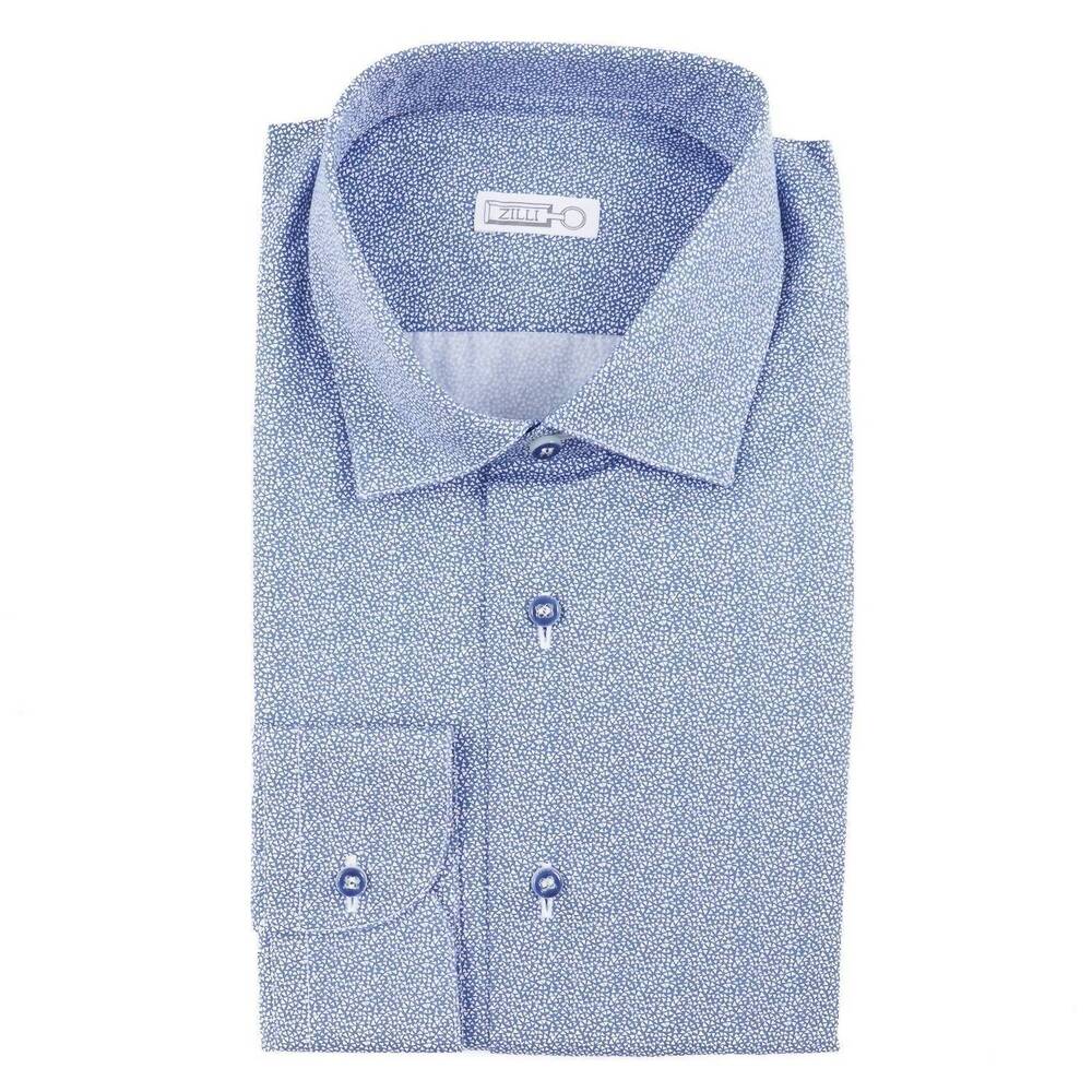 NEW ZILLI men's tailored-fit shirt with geometric print in medium blue